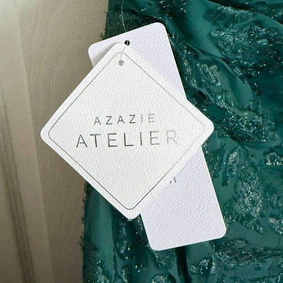 NWT Azazie Georgina Emerald One-Shoulder Maxi Dress Size 10 - Picture 6 of 7